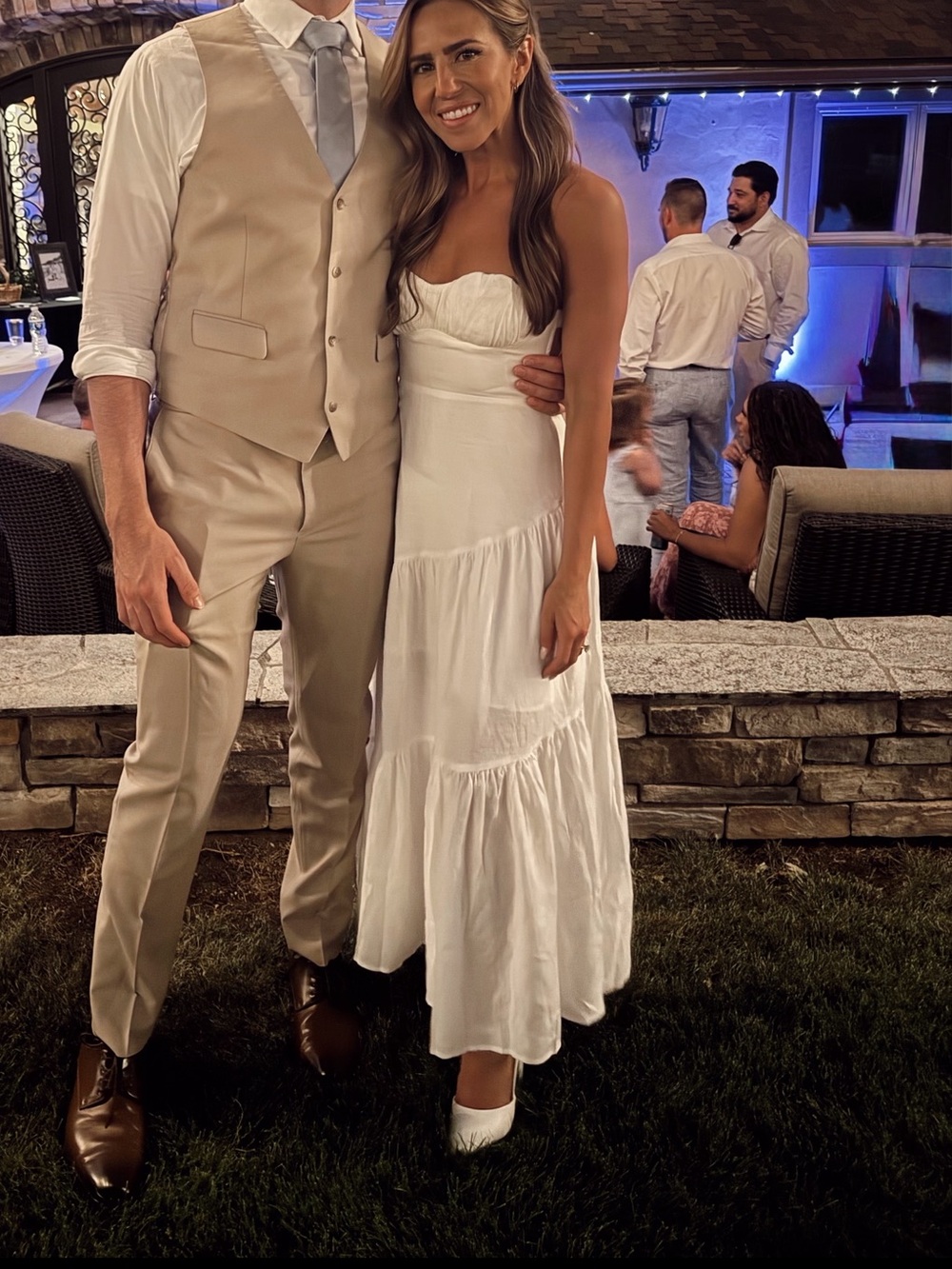 Hello Molly White Strapless Tiered Midi Dress with Sweetheart Bust - Picture 6 of 6
